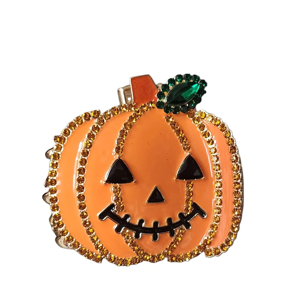 Piper K Rhinestone Embellished Orange Pumpkin Hair Clip